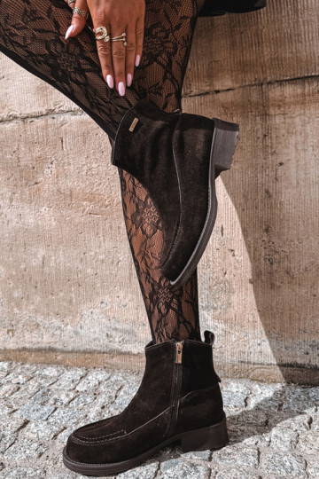 natuurlijke suede geïsoleerde laarzen voor dames Big Star UU274602 in chocoladekleur