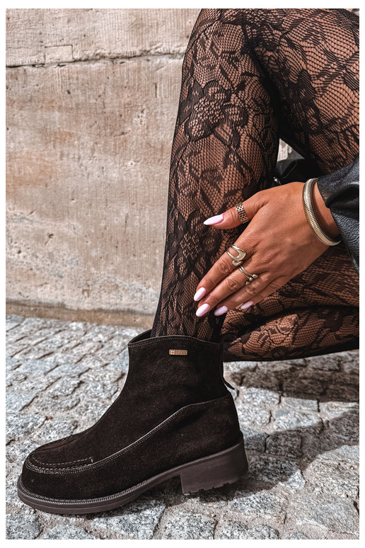 natuurlijke suede geïsoleerde laarzen voor dames Big Star UU274602 in chocoladekleur