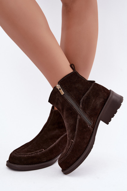 natuurlijke suede geïsoleerde laarzen voor dames Big Star UU274602 in chocoladekleur