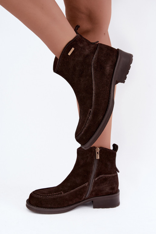 natuurlijke suede geïsoleerde laarzen voor dames Big Star UU274602 in chocoladekleur