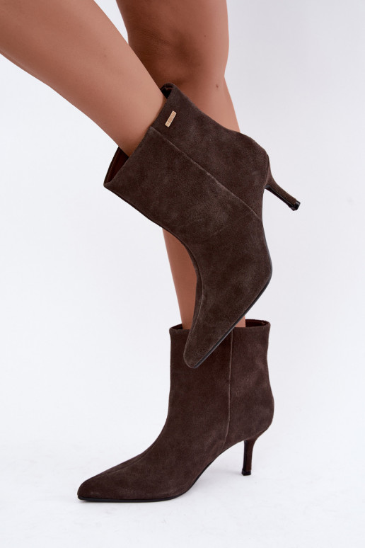 Bottes en daim avec talons fins et isolation, à enfiler Big Star UU274492 marron