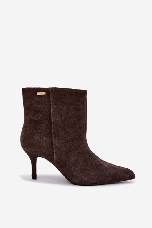 Bottes en daim avec talons fins et isolation, à enfiler Big Star UU274492 marron