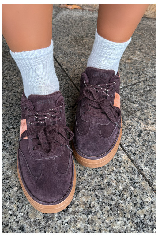 Faux-Suede Sneakers Modell Stiefel für Damen isoliert Big Star UU274770 in Schokoladenfarbe
