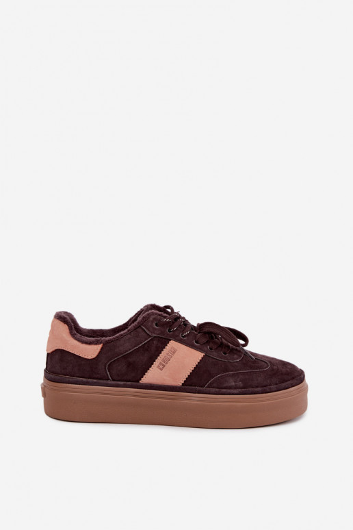 Faux-Suede Sneakers Modell Stiefel für Damen isoliert Big Star UU274770 in Schokoladenfarbe