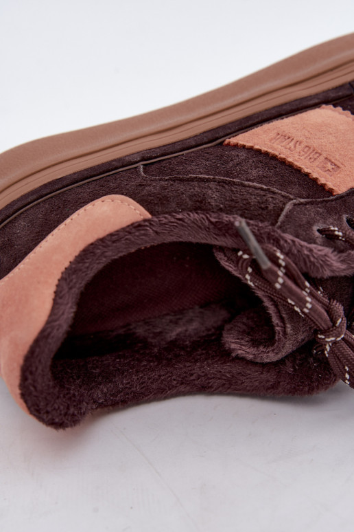 Faux-Suede Sneakers Modell Stiefel für Damen isoliert Big Star UU274770 in Schokoladenfarbe