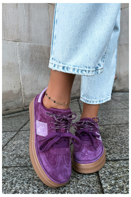 Paarse dames sneakers van faux suede met isolatie Big Star UU274772