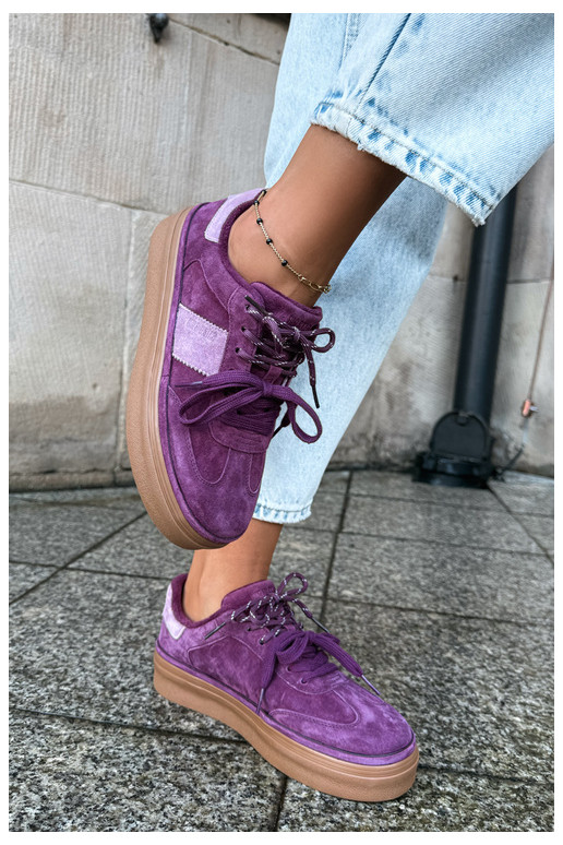 Paarse dames sneakers van faux suede met isolatie Big Star UU274772