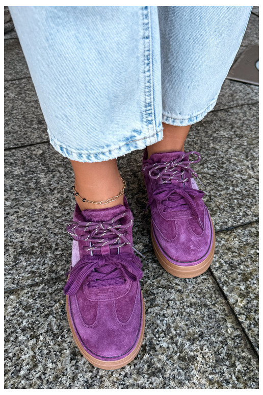 Baskets violettes pour femmes en daim synthétique avec isolation Big Star UU274772