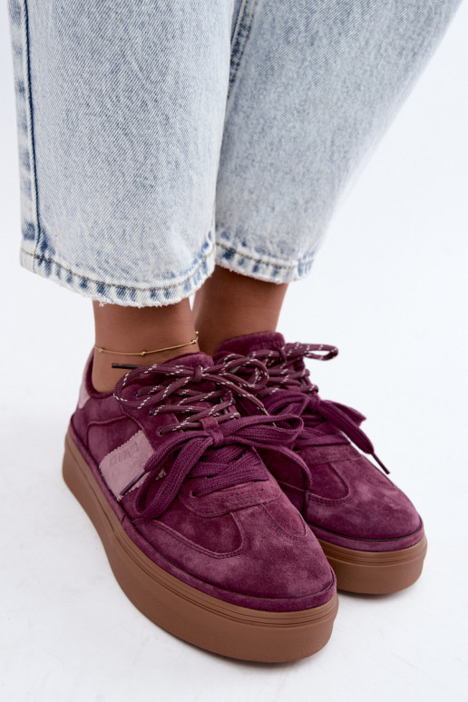 Lila Damen-Sneaker aus Kunstveloursleder mit Isolierung Big Star UU274772