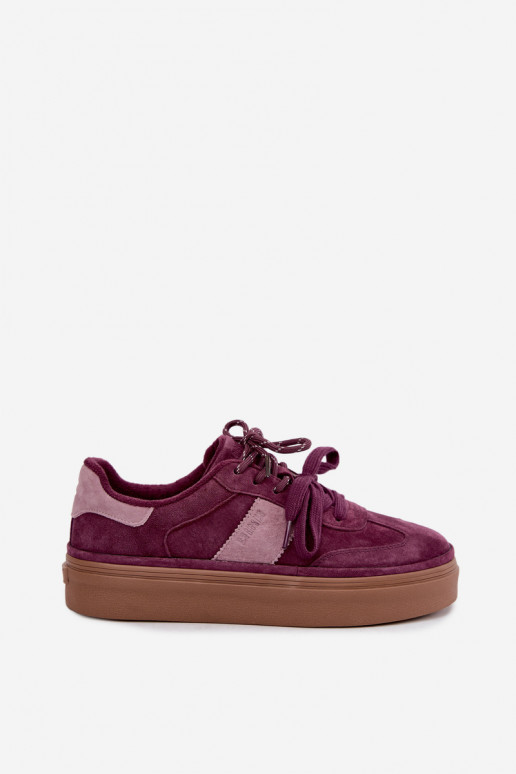 Paarse dames sneakers van faux suede met isolatie Big Star UU274772