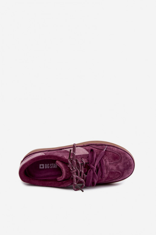 Paarse dames sneakers van faux suede met isolatie Big Star UU274772