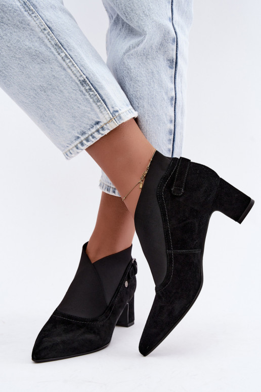 Warme Wildleder Stiefeletten mit Absatz Tai turiciejka K7691-01 in Schwarz