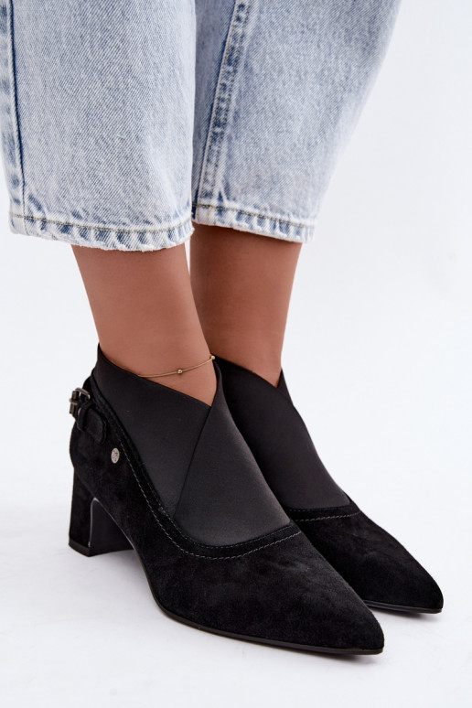 Warme Wildleder Stiefeletten mit Absatz Tai turiciejka K7691-01 in Schwarz
