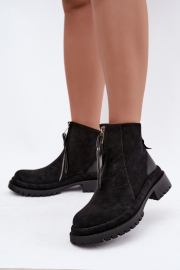 Geïsoleerde suède schoenen voor dames Tai turiciejka K7732-01 in zwarte kleur