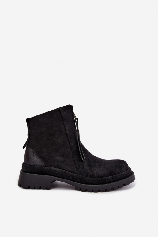 Geïsoleerde suède schoenen voor dames Tai turiciejka K7732-01 in zwarte kleur