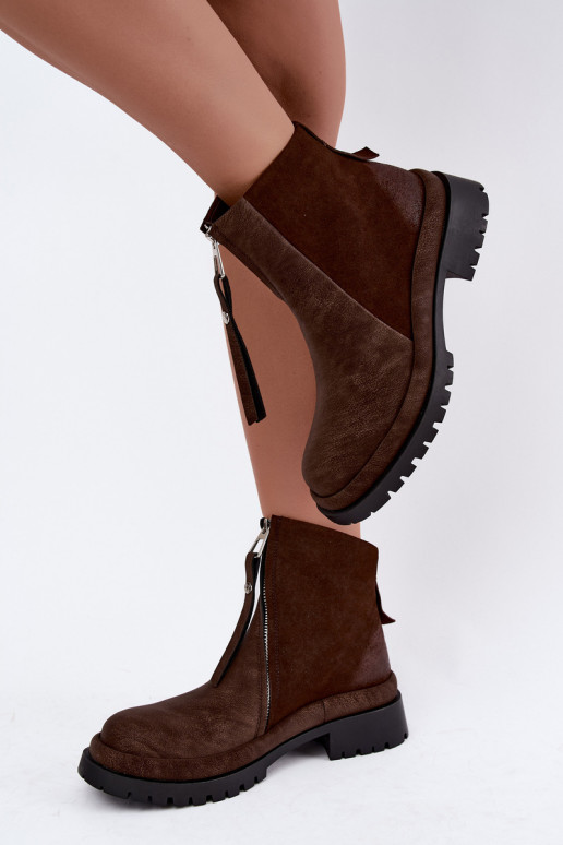 Geïsoleerde suède schoenen voor dames Tai turiciejka K7732-02 in bruine kleur