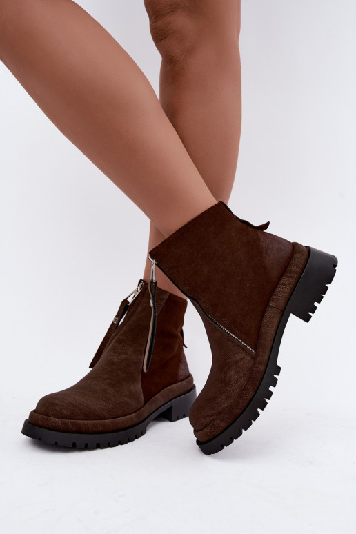 Geïsoleerde suède schoenen voor dames Tai turiciejka K7732-02 in bruine kleur