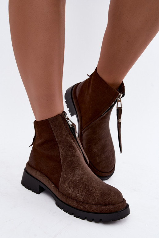 Geïsoleerde suède schoenen voor dames Tai turiciejka K7732-02 in bruine kleur
