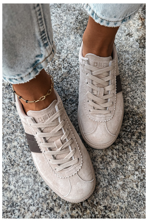 Synthetische suede dames sneakers Big Star UU274440 in zand