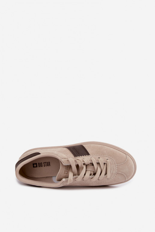 Synthetische suede dames sneakers Big Star UU274440 in zand