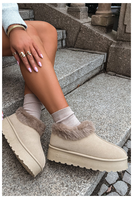 Schneestiefel mit Plattform und Fell Big Star UU274204 in Sand