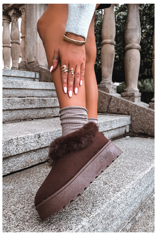 Sneeuwlaarzen met platform en bont Big Star UU274203 w chocola
