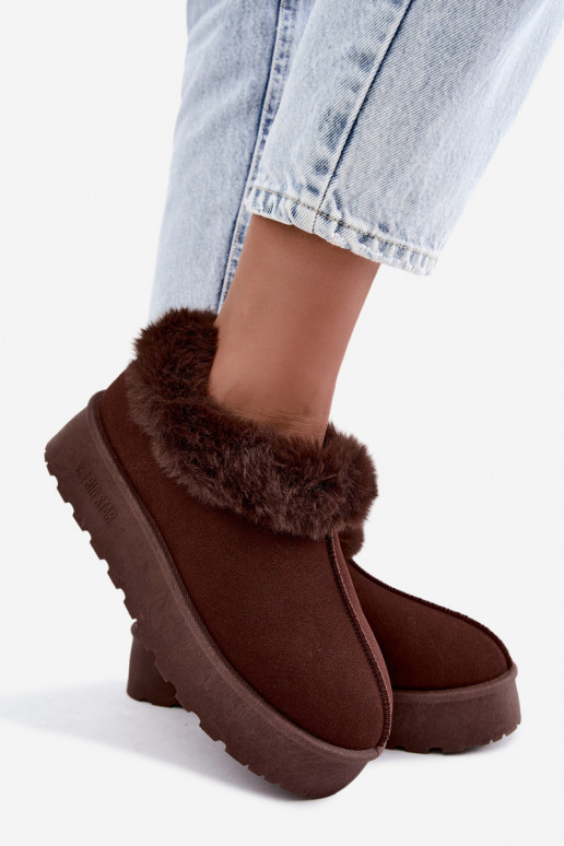 Schneestiefel mit Plattform und Fell Big Star UU274203 in Schokolade
