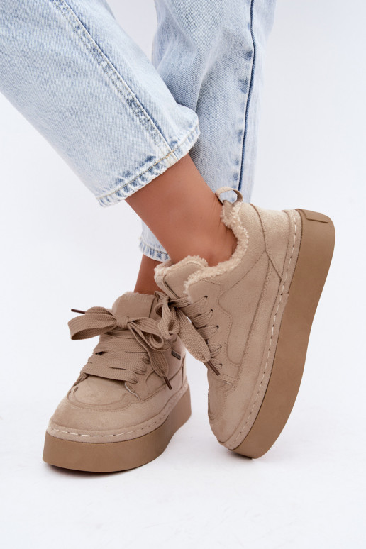 Schneestiefel mit Plattform und Schnürsenkeln Big Star UU274187 in Sand