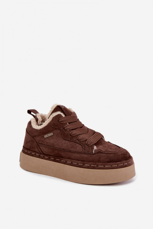 Sneeuwlaarzen met platform en veters Big Star UU274188 w chocola