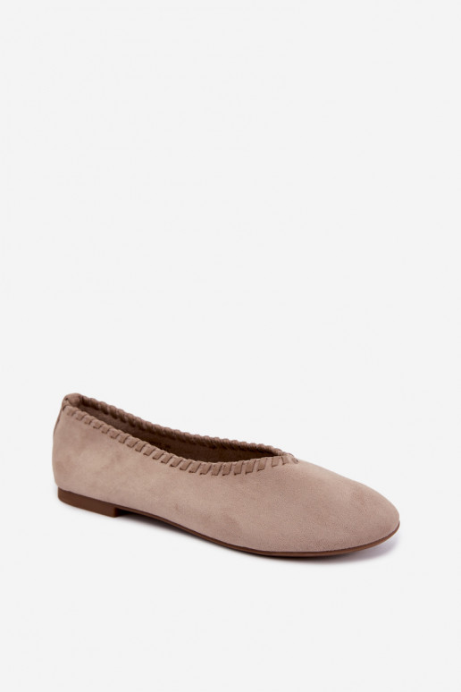 Ballerina's met gevlochten rand in zandkleur Talessa