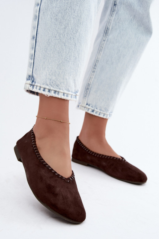 Ballerines avec bord tressé couleur chocolat Talessa