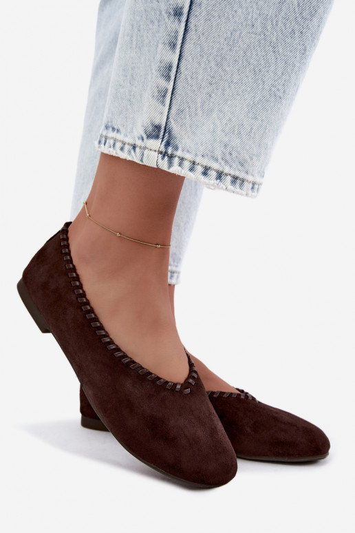 Ballerines avec bord tressé couleur chocolat Talessa