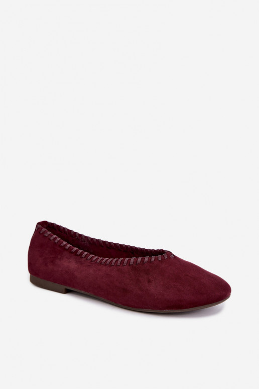 Ballerina's met gevlochten rand in bordeaux kleur Talessa