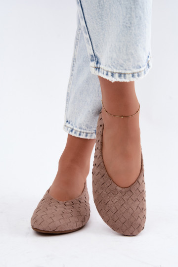 Zandkleurige ballerina's met patronen Larelle
