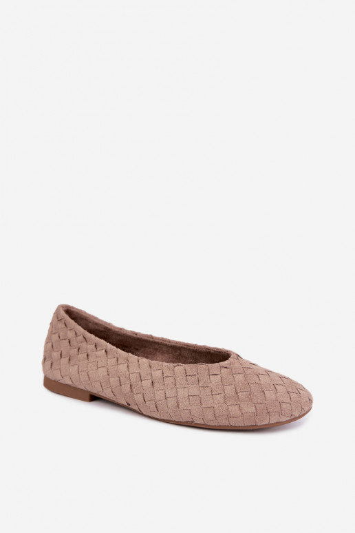 Zandkleurige ballerina's met patronen Larelle