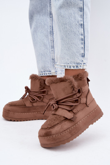 Bottes d'hiver brunes à lacets sur plateforme Coraliah