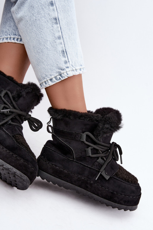 Bottes d'hiver noires à lacets sur plateforme Coraliah