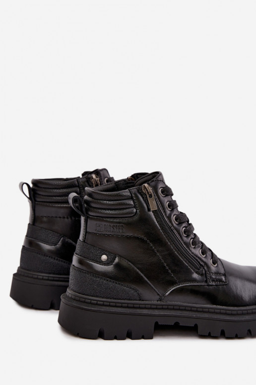 Bottes en cuir isolées noires pour hommes Big Star UU174242
