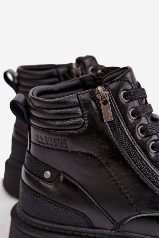 Schwarze isolierte Lederstiefel für Männer Big Star UU174242