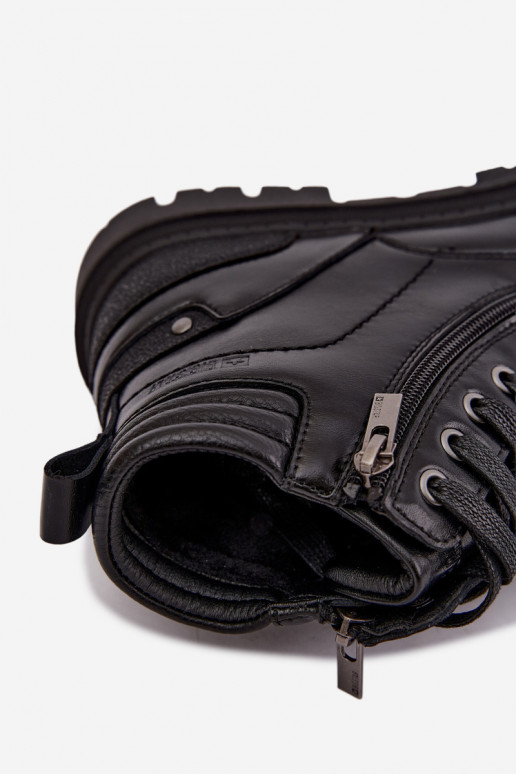 Schwarze isolierte Lederstiefel für Männer Big Star UU174242