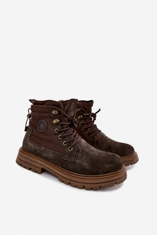 Dunkelbraune Wildlederstiefel für Männer Big Star UU174254