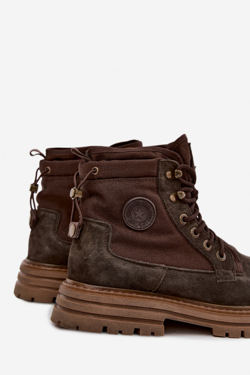 Bottes en daim marron foncé pour hommes Big Star UU174254