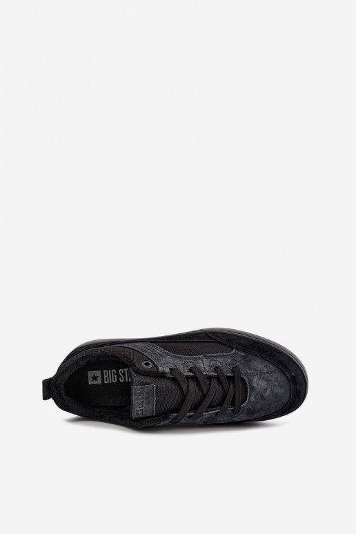 Zwarte geïsoleerde suède sneakers voor heren Big Star UU174118