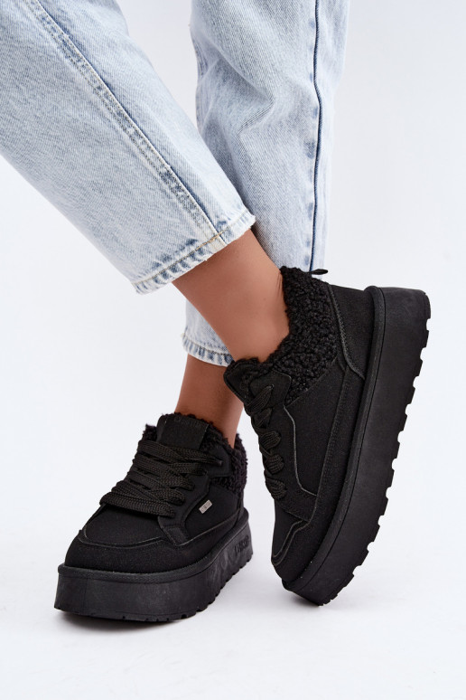 Damen-Schneestiefel mit Plattform und Fell Big Star SS274104 in Schwarz