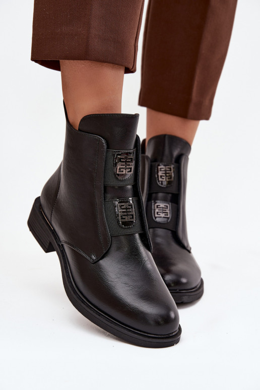 Bottines isolées noires à petit talon pour femmes Tavressa