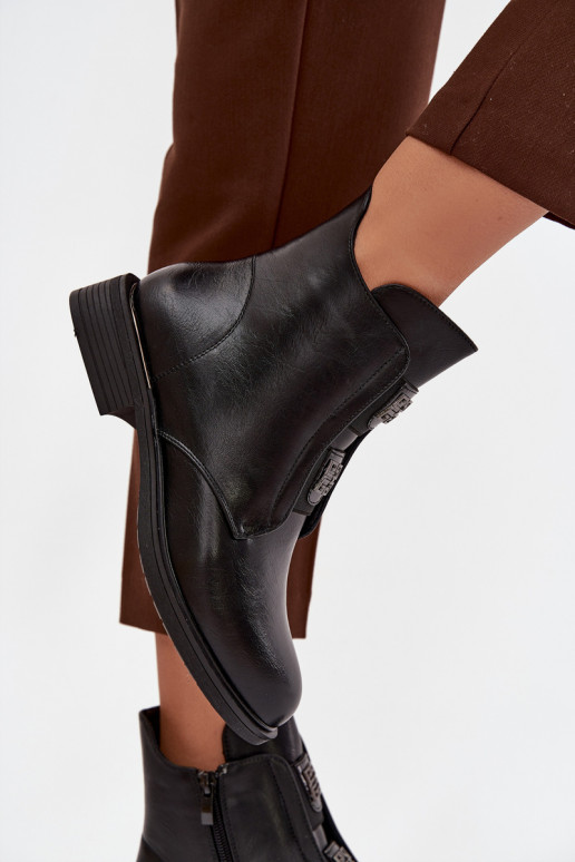 Bottines isolées noires à petit talon pour femmes Tavressa