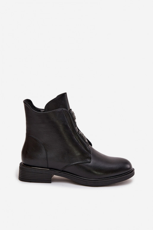 Bottines isolées noires à petit talon pour femmes Tavressa