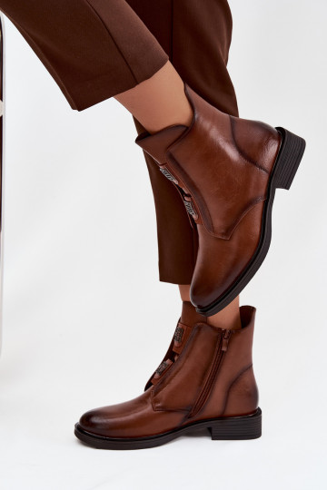 Bottines isolées marron à petit talon pour femmes Tavressa