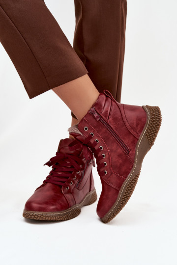 Bottines isolées bordeaux avec fausse fourrure à l'intérieur pour femmes Ulverina 2