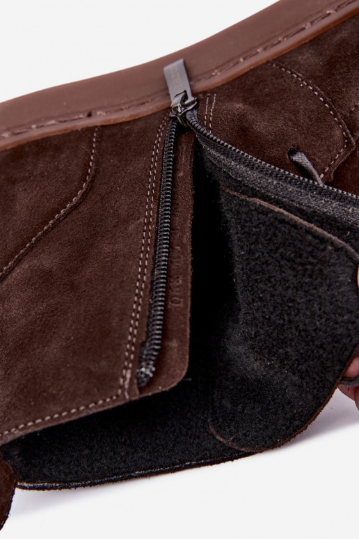 Dames enkellaarsjes iz natuurlijk suede met kralen Zazoo 30078